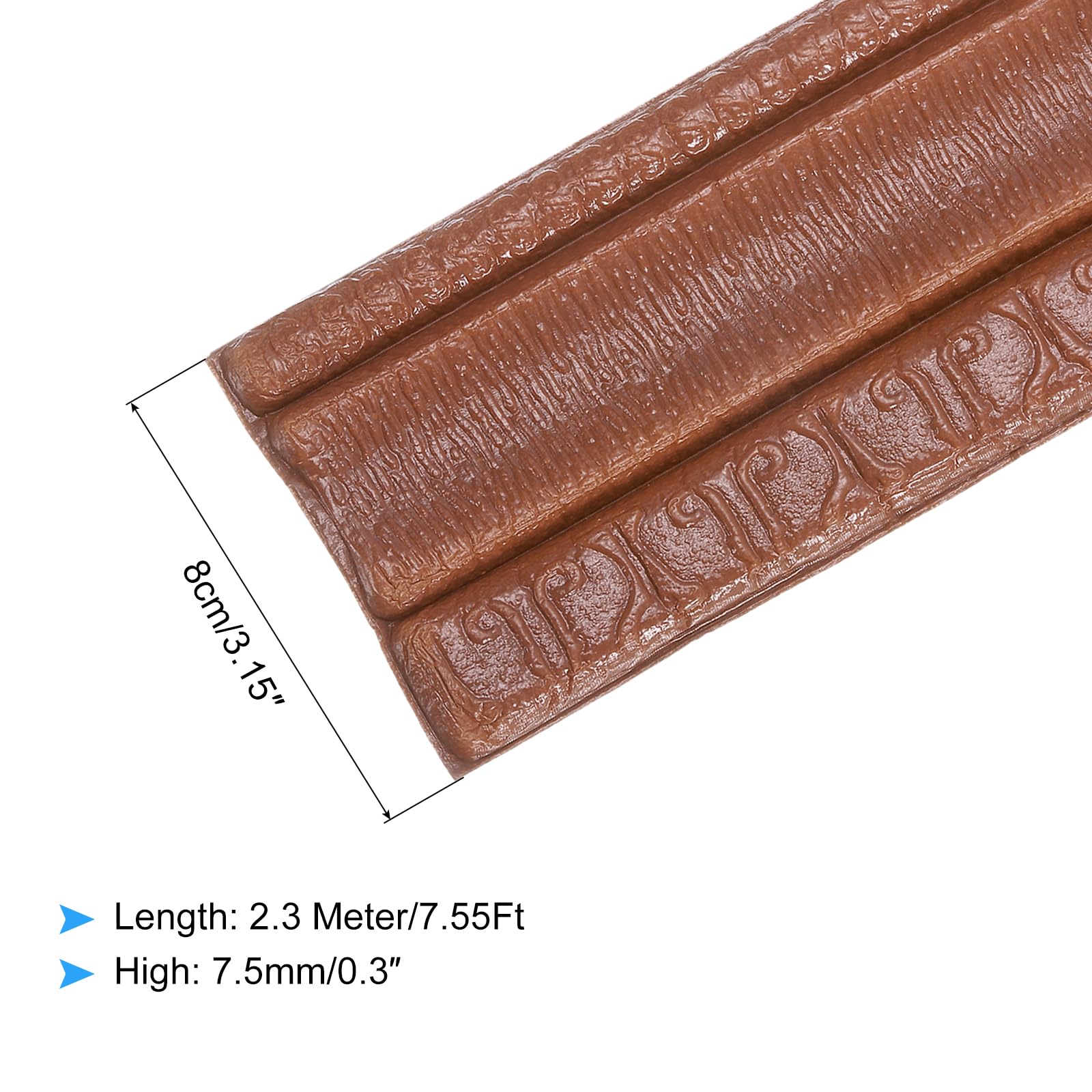 Sourcing Map Flexible Wandleiste 2,4 M – Selbstklebende Schaumstoffleiste, Weiß, 7,6 Cm Breit