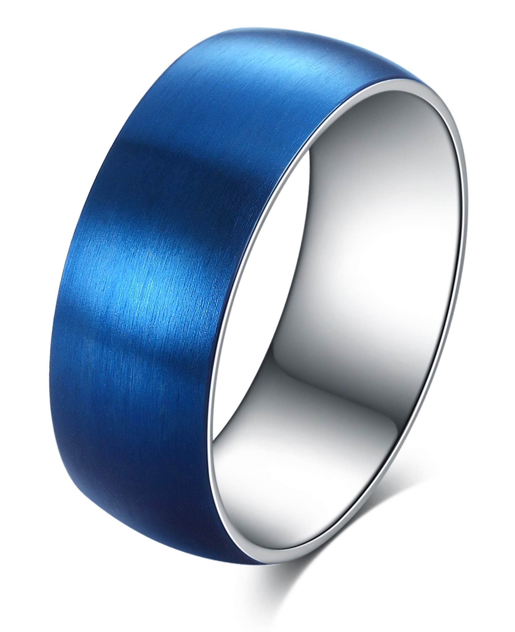 Titanium Steel Rings for Men Women Engagement Wedding Band Matte Brushed 8mm Comfort Fit Size 6.5-13.5