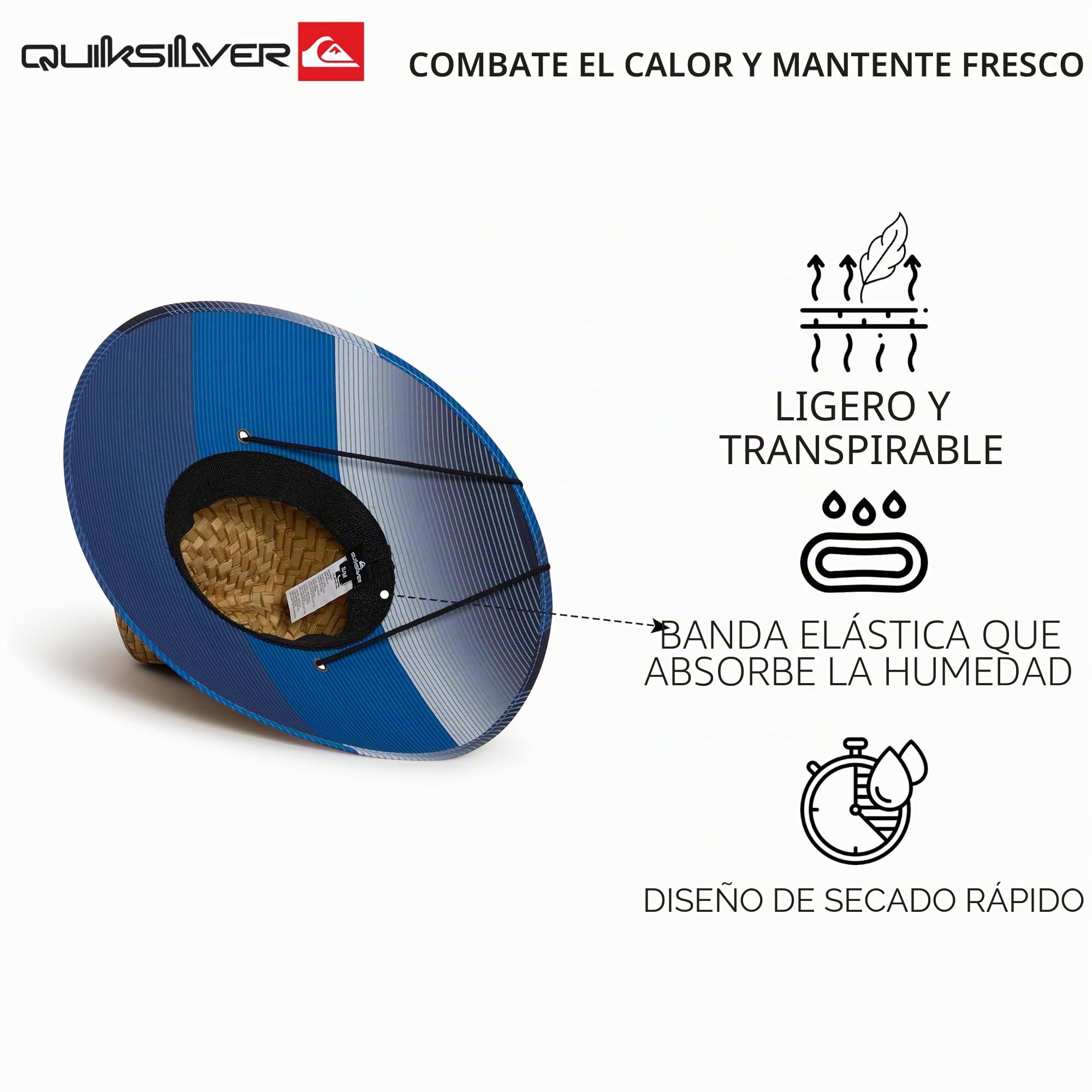 Quiksilver Wide Brim Outdoor Sun Protection Lifeguard Straw - Sombrero para el Sol Hombre