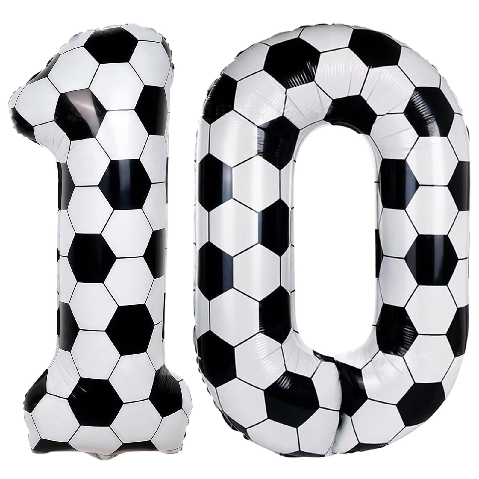 Football 10 Balloon Number, 40 Inch Football Number 10 Foil Balloon for Kid 10th Birthday Party Decor, Self Inflating White 10 Balloons for Boy Sport Theme Celebration Word Cup Anniversary Decorations