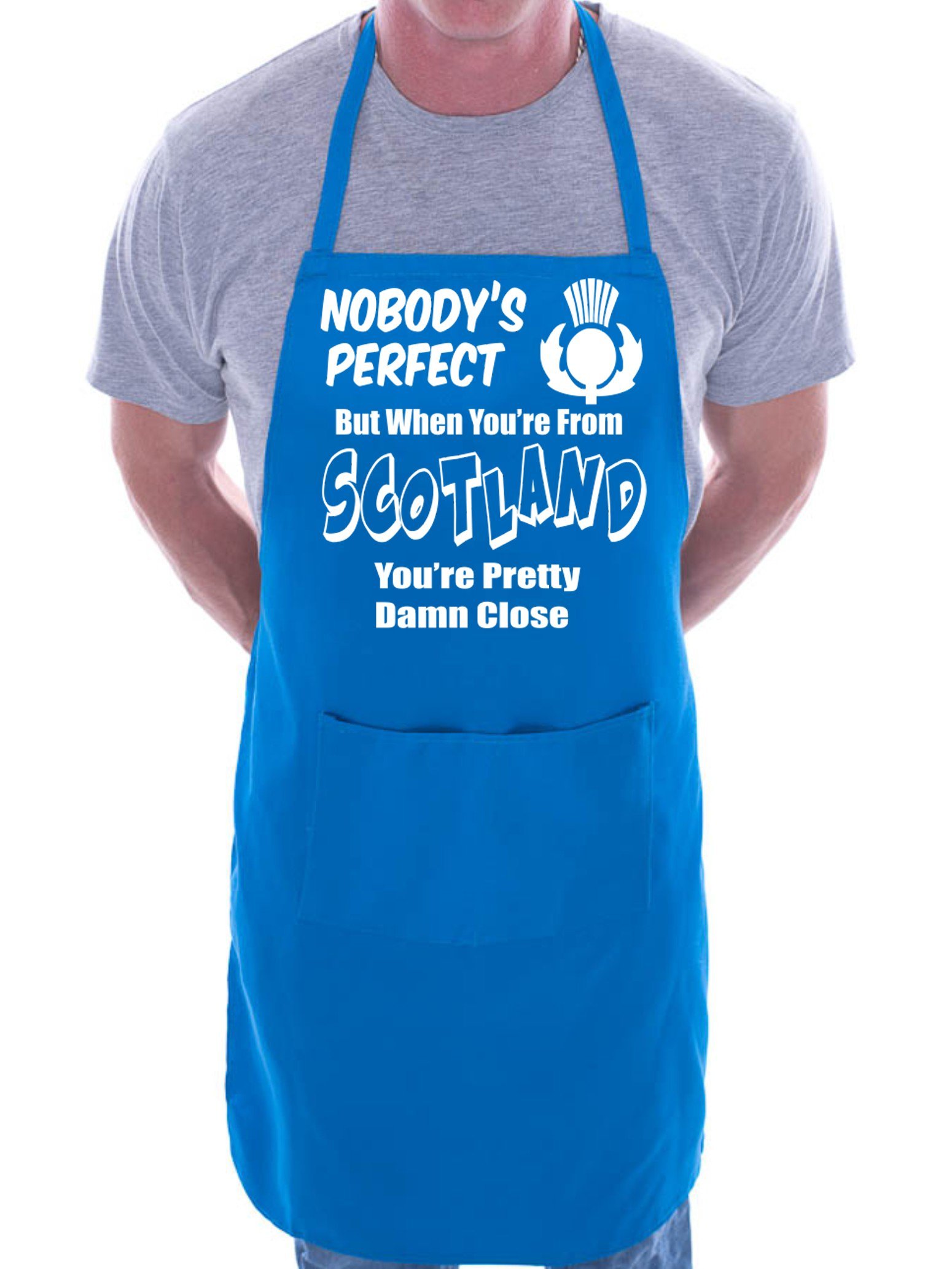 Print4u Men's Blue Scotland Scottish Perfect Bbq Cooking Funny Novelty Apron