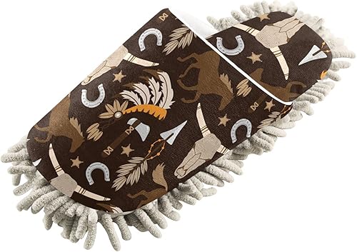 Miniatura 2 de Pantuflas de limpieza de microfibra para hombre y mujer, limpiadores de polvo de piso de vaca occidental, talla M