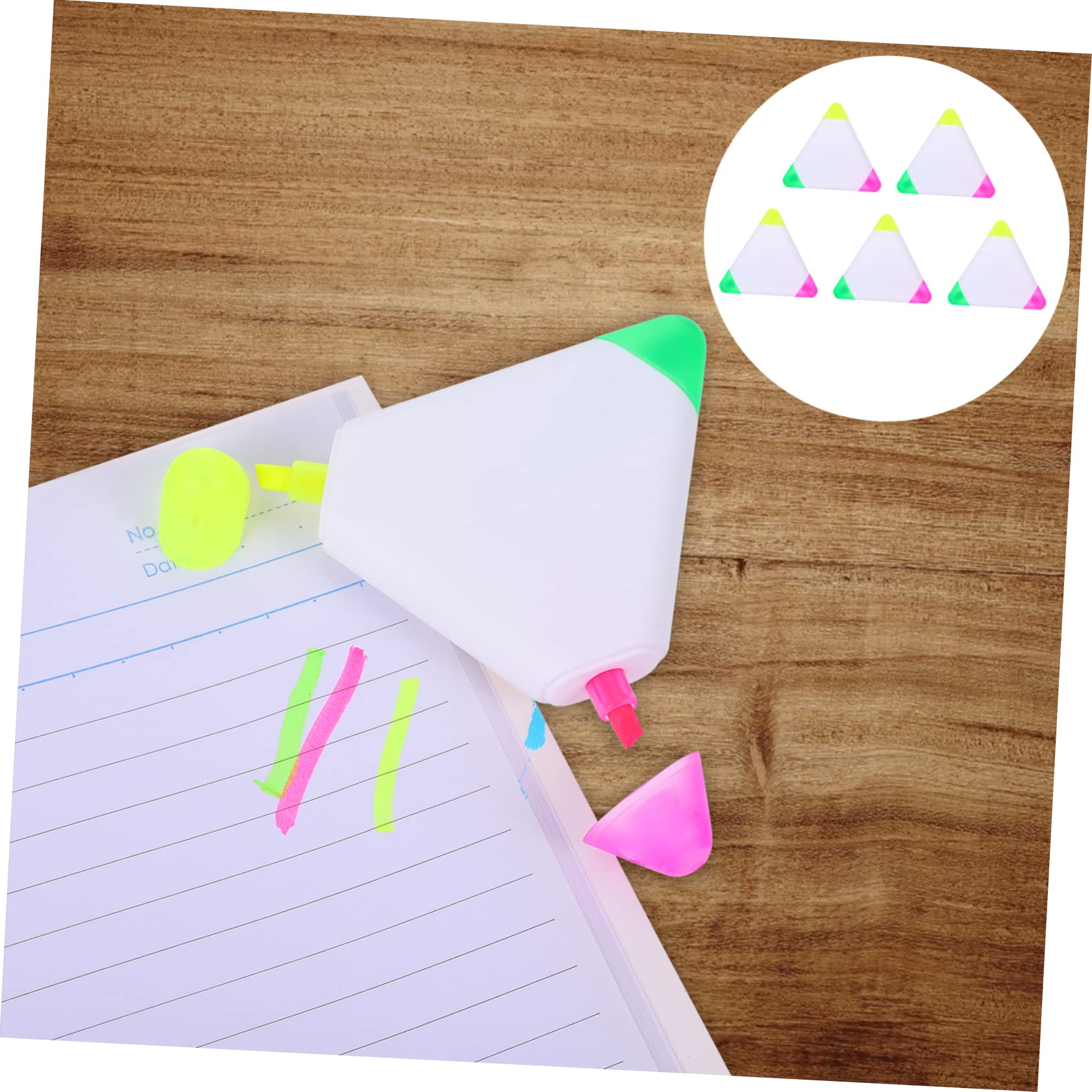 SHINEOFI 6 Set Evidenziatore Triangolare Evidenziatore Di Pastello Penne Da Disegno Fluorescenti Di Petali Pennarello Plastica Colorful 5 Pezzi * 6