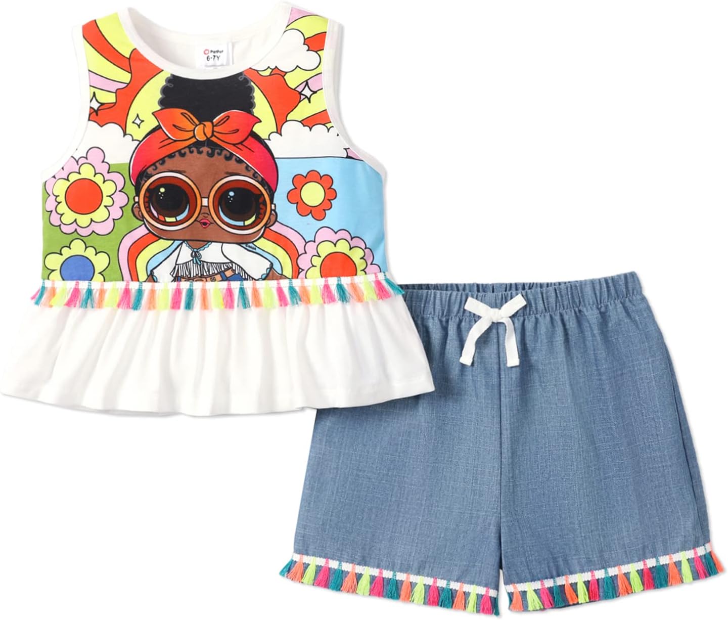 L o l sorpresa conjunto de ropa para ni as camiseta sin mangas y pantalones  cortos con estampado de mu ecas ropa para ni as