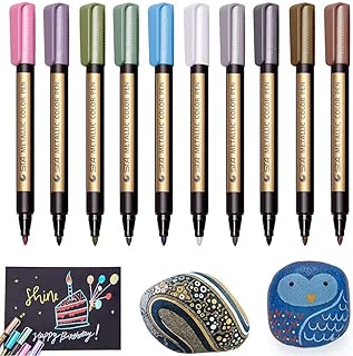 Jhua 2個分 全部20本 メタリックマーカーペン 多機能ペン DIYフォトアルバム/カードや年賀状/ガラス/木材/陶芸などの表面にフィット 落書き/習字/マーカーのペンにも 細～太字 20本セット