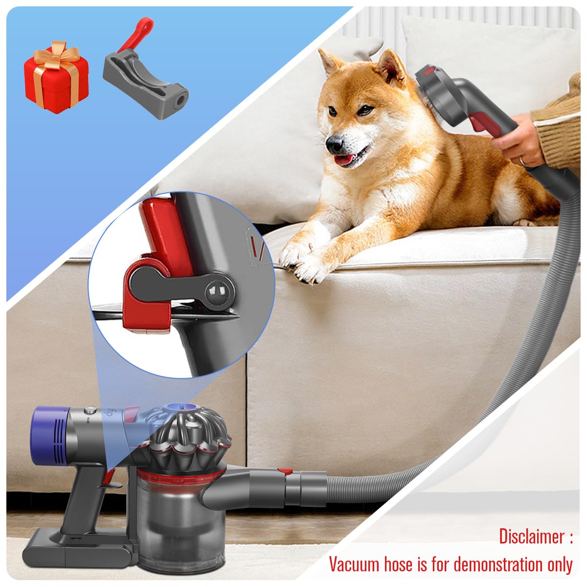 3 en 1 Cepillo Aspirador para Perro y Gatos Compatible con Dyson V7 V8 V10 V11 V12 V15
