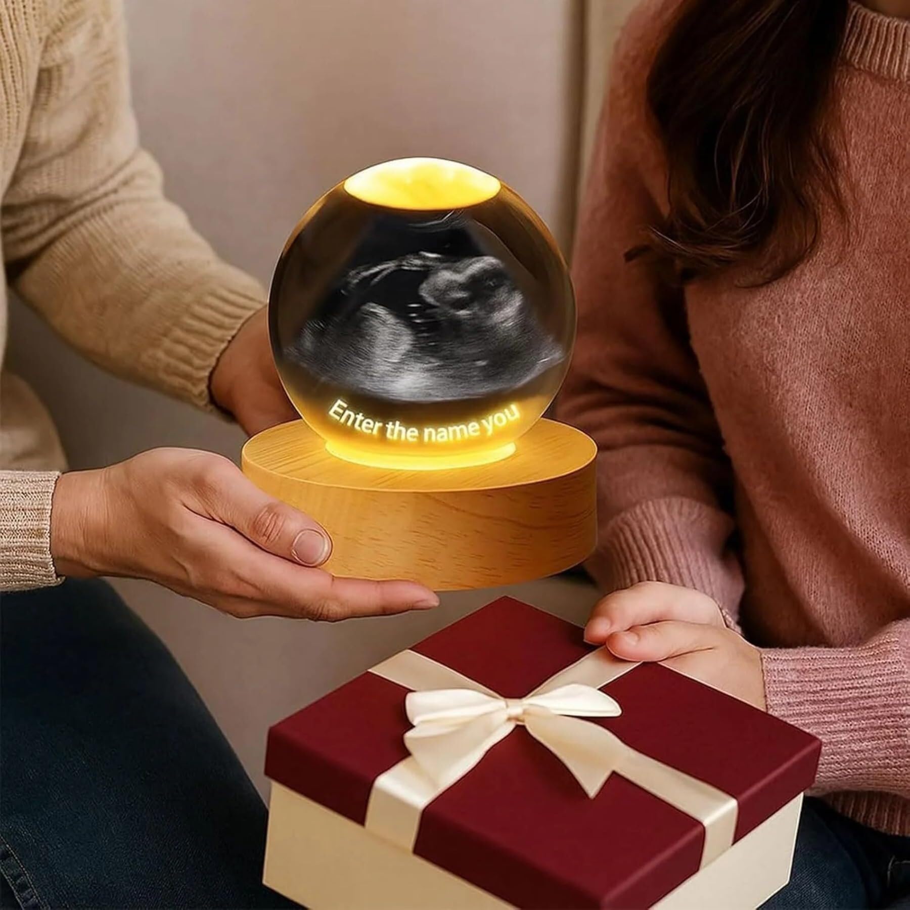 Échographie Photo Personnalisée Pour Bébé - Lampe Globe En Cristal Per – Wander Prints