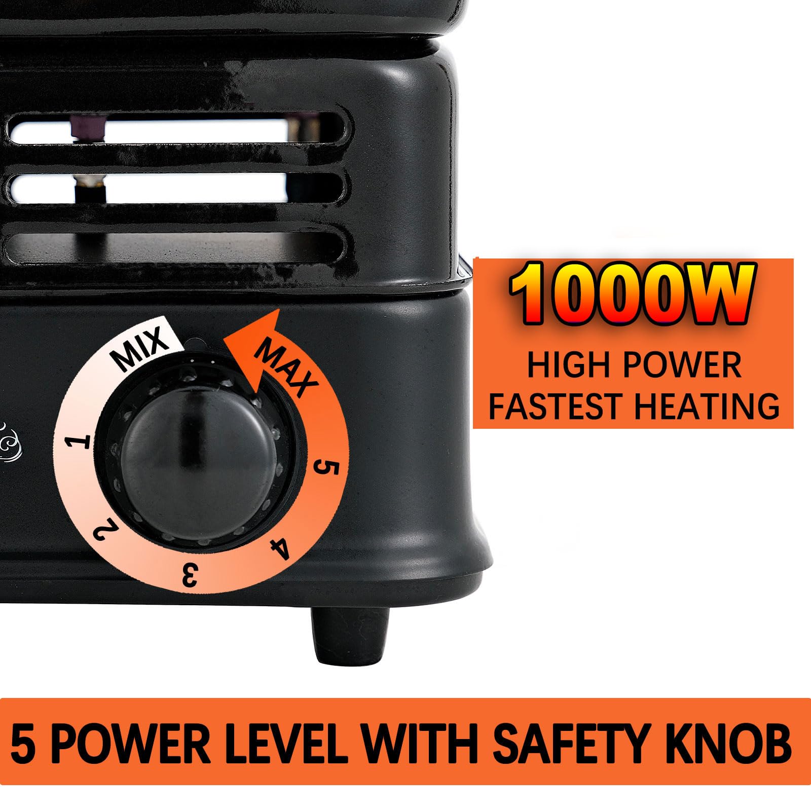 MINKAH Kohlebrenner Mehrzweck Kohlebrenner Holzkohle Starter heißer Teller Elektroherd Kokosnuss Starter 1000W Hochleistungswürfel Spulenbrenner Feuerwehrstarter schneller Erwärmung (Schwarz)