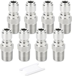 TAISHER 8PCS 304 Stainless Steel 1/4" Male NPT High Pressure Washer Quick Connect Plug for Pressure Washing Gun Hose Accessories