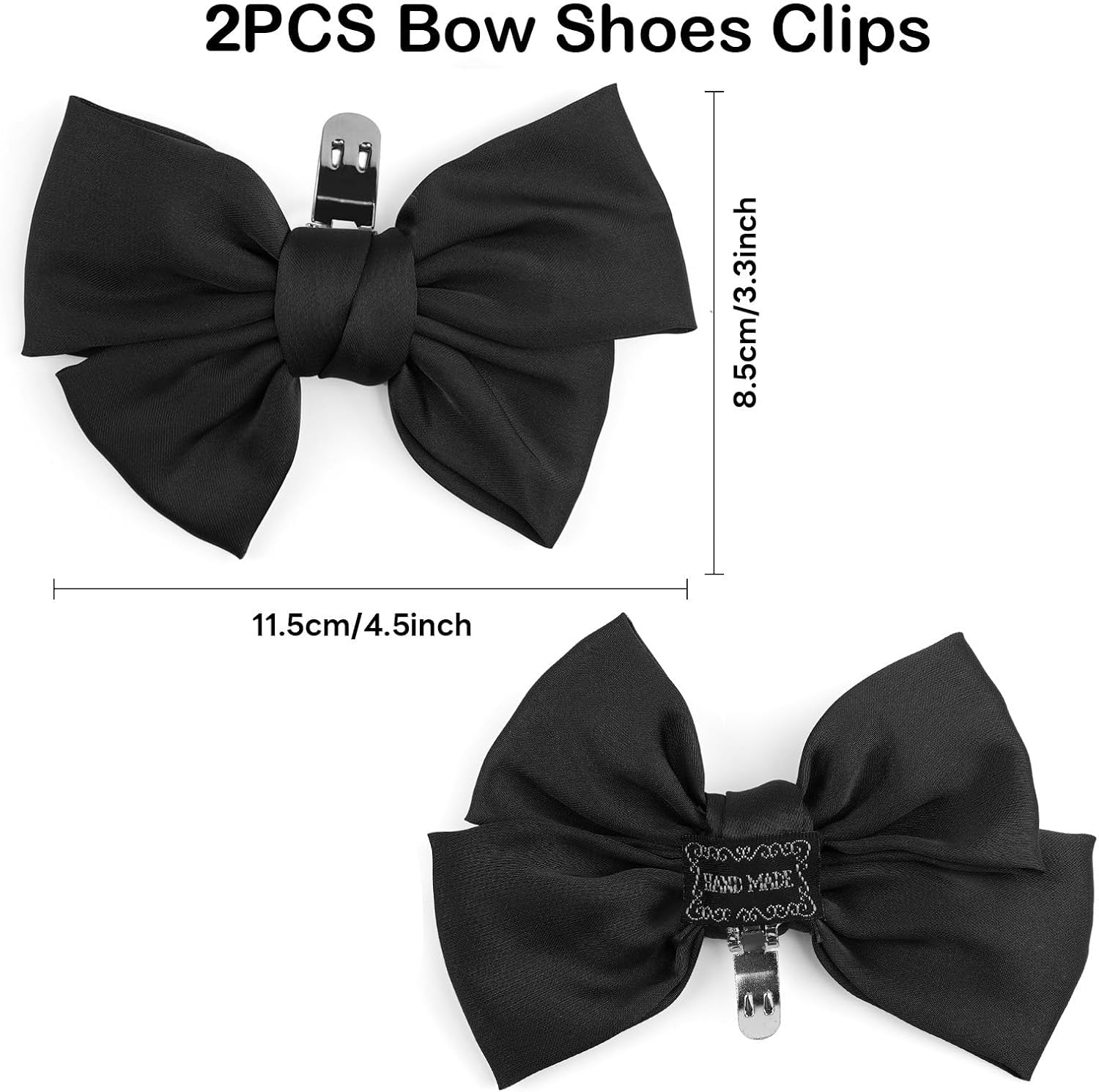 JENN ARDOR 4pcs Bow Shoe Clips Women Teen Girls Satin Cute Buckle Decoration for Heel Bag Clothing Hair Accessories