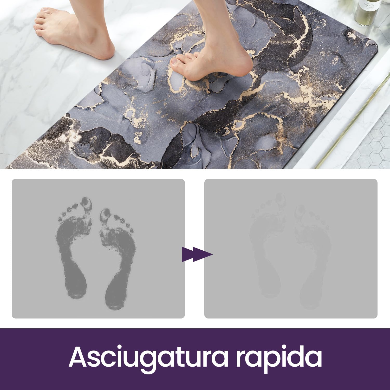 Tappeto Da Bagno Antiscivolo In Ciniglia Morbida - Assorbente E Lavabile, Per Doccia, Vasca E Lavandino, Effetto Nuvola