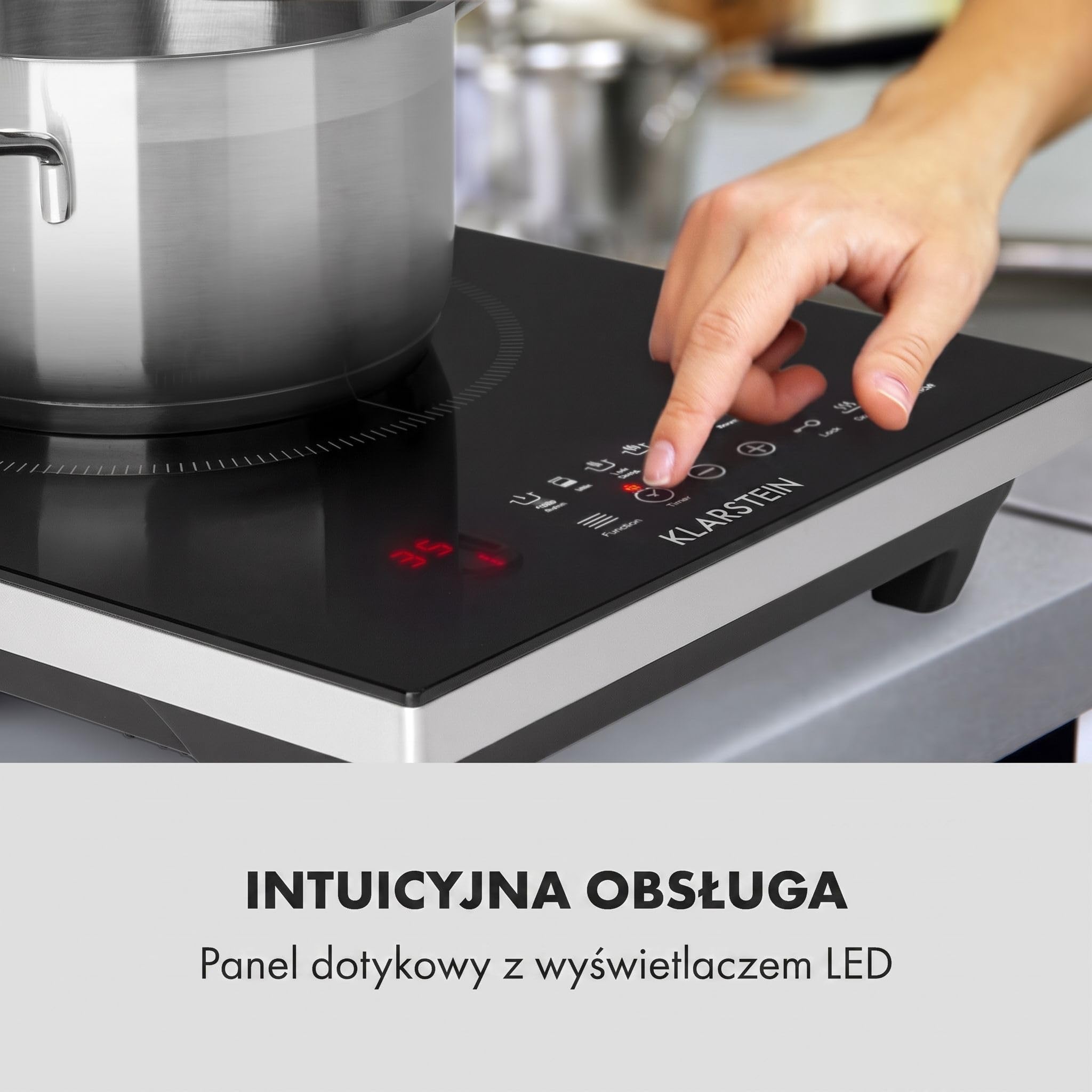 Klarstein Cook n Roll Plaque de cuisson à induction avec thermomètre Noir 2000 W Ø 26 cm 10 niveaux de température 6 programmes, fonction SousVide, HeatControl