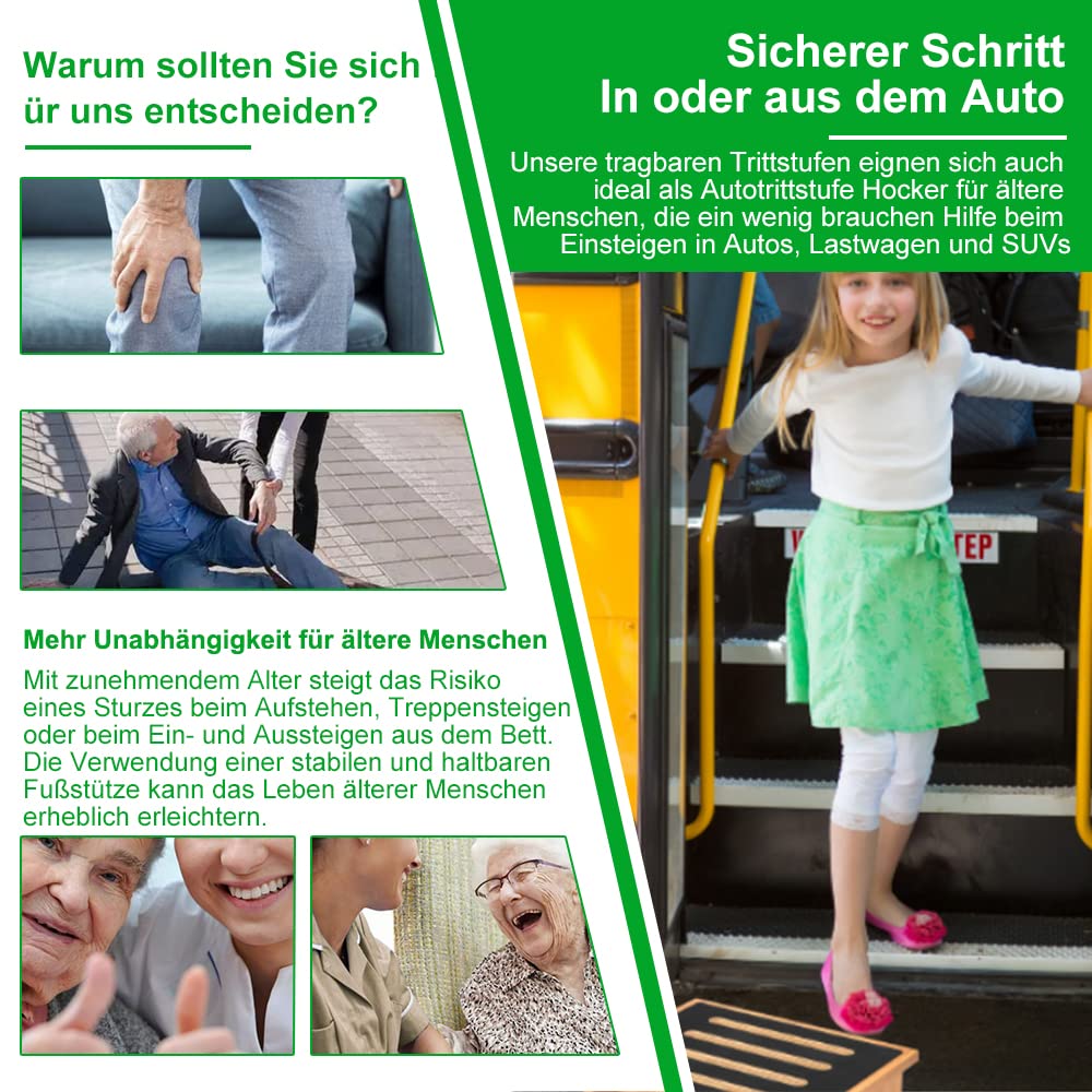 StrongTek Einstufiger Hocker für Erwachsene mit Rutschfester Gummi-Trittfläche, tragbarer einzelner Holzerhöhung (natürlich)