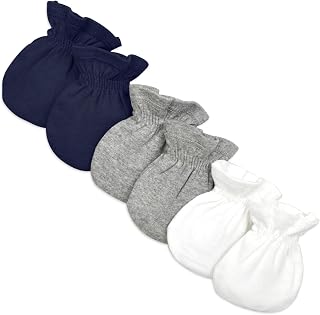 Burt's Bees Baby Organic Cotton Mittens 3-Pack - Newborn Scratch Protection, Unisex One Size Infant Mitts