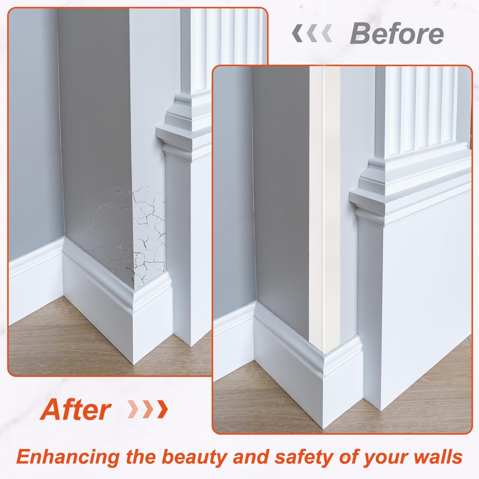 QUARKZMAN 2 Piezas De Protectores De Esquina para Pared 35" X 1" Protectores De Esquina De Aluminio Pegatinas En Forma De L Moldura para Decoración De Bordes De Pared Gris Albaricoque