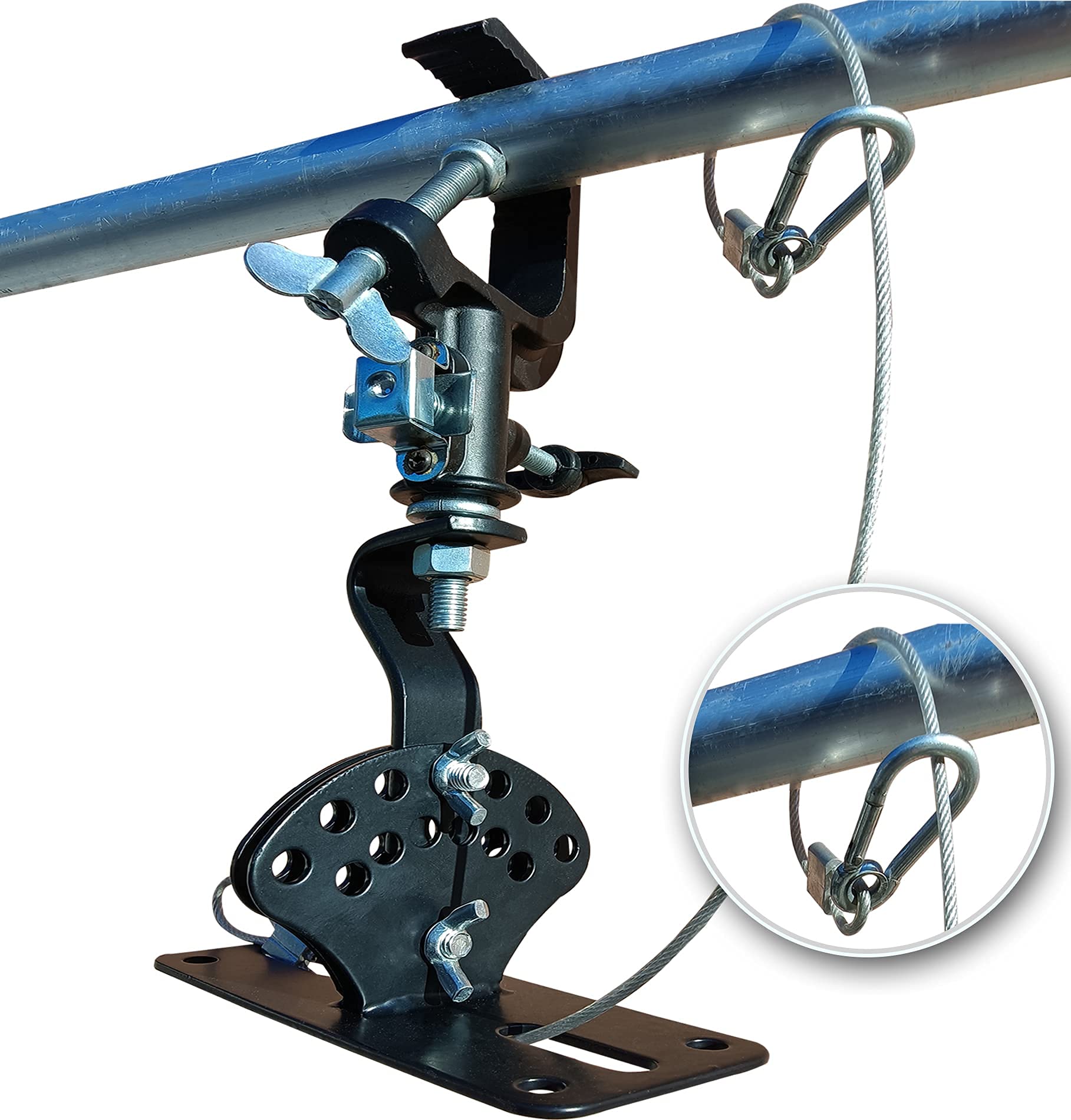 BIGalleons Truss Clamps Stage Speaker Mount, Heavy Duty Cast Aluminum, Quick Release C-Shape Fit Pipe, 360° Rotatable Angle, 180°Tilt, Speaker Surround Sound System Hold up to 220 Lbs Black (2 Packs)