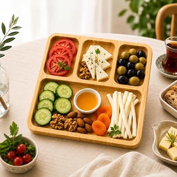 Bambu Kahvalt l k Sunum Tepsisi, B lmeli Ah ap Servis Taba  Do al Bambu Kahvalt  ve  erez Sunumluk Kare