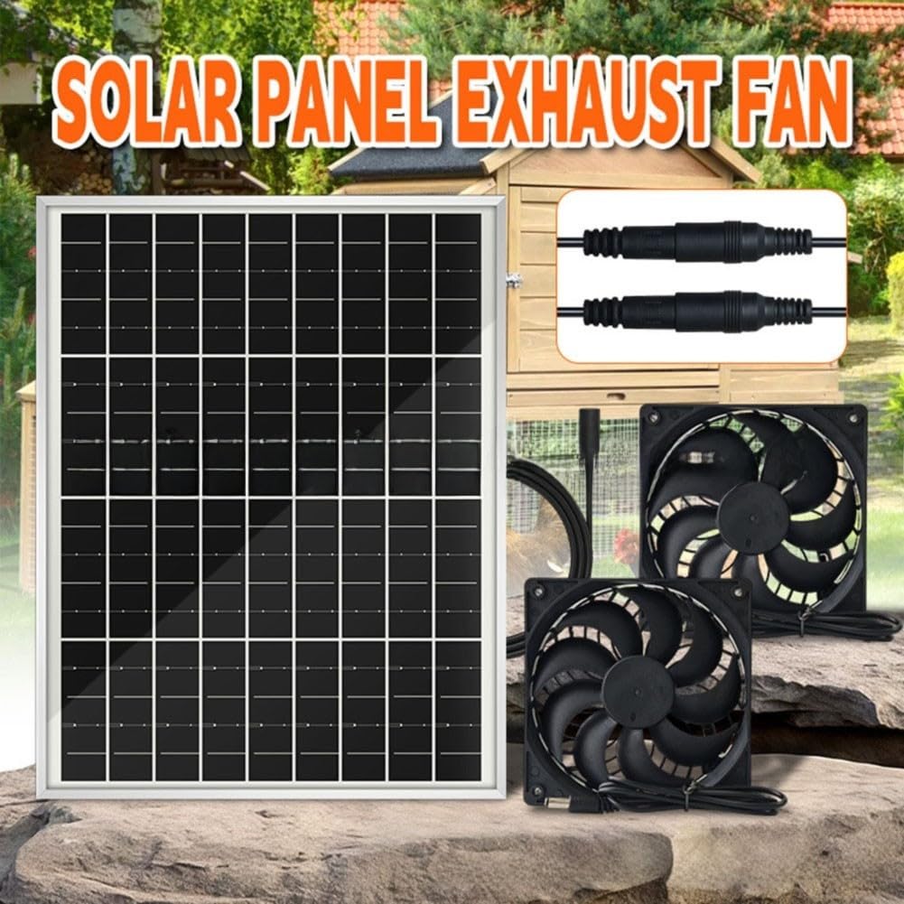 Ventilatore solare con pannello da 15 W per una ventilazione sostenibile in pollai e camper (doppia ventola)