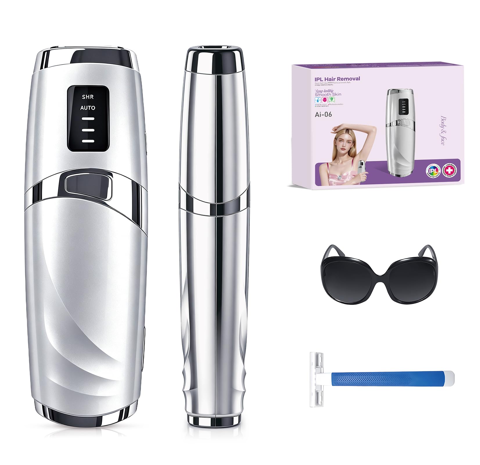 Epilatore Luce Pulsata, 3 Modalità, per Donna e Uomo, Argento | IPL Epilatore Laser, 999,999 Flashes, Luce Pulsata Professionale per Ascelle, Viso, Gambe, Tutto il Corpo