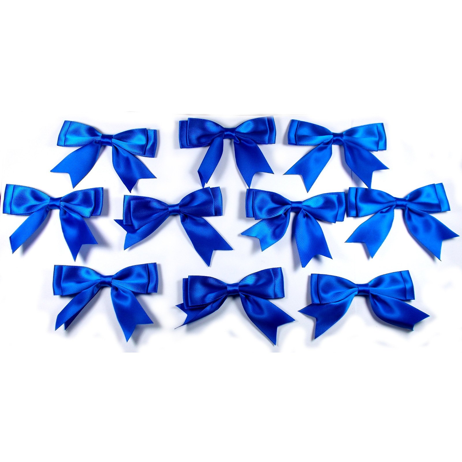 Large Satin Ribbon Double Bows 8cm Wide Pack of 10 (Blue)