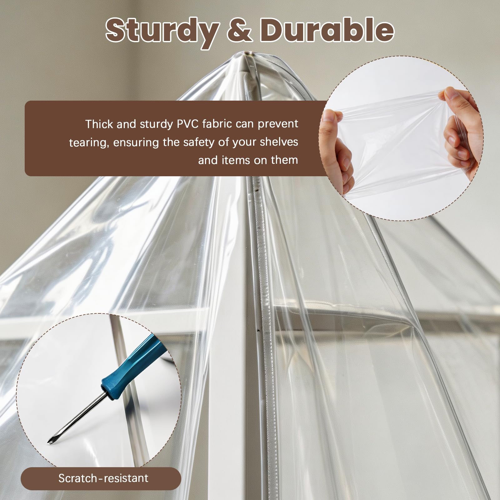 BRGD Housse de Protection Contre Poussière en PVC, 180x90x45cm Étagères Protection Housse avec Fermeture Éclair pour Mobilier de Jardin, Cuisines, Balcons et Étagères