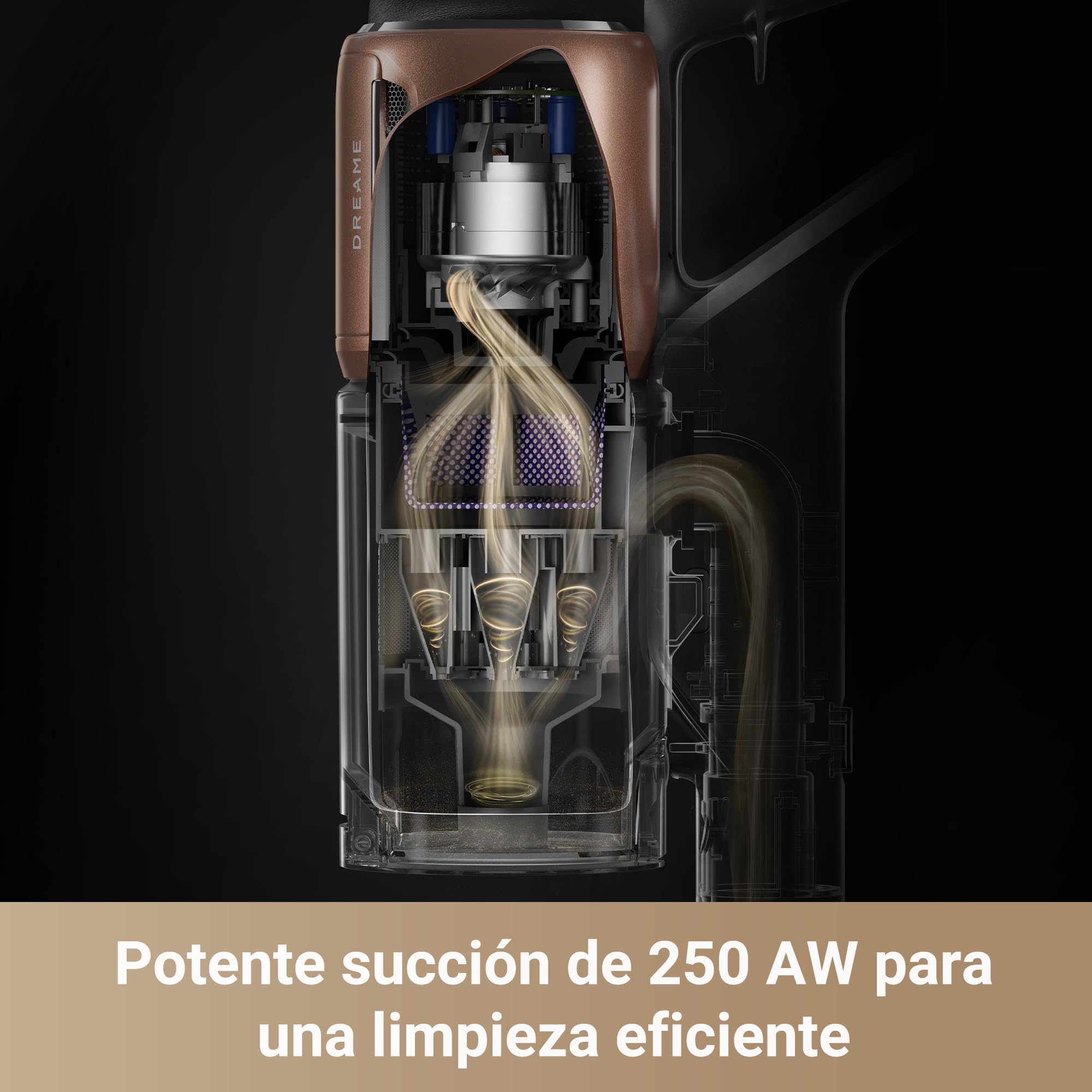 DREAME Z20 Aspiradora Escoba sin Cable, 25000 PA/250 AW Aspiradora sin Cable con Motor de Alta Velocidad, Máximo 90 Minutos, Detección de Suciedad, Filtro HEPA H14, Tecnología de Revelación de Polvo
