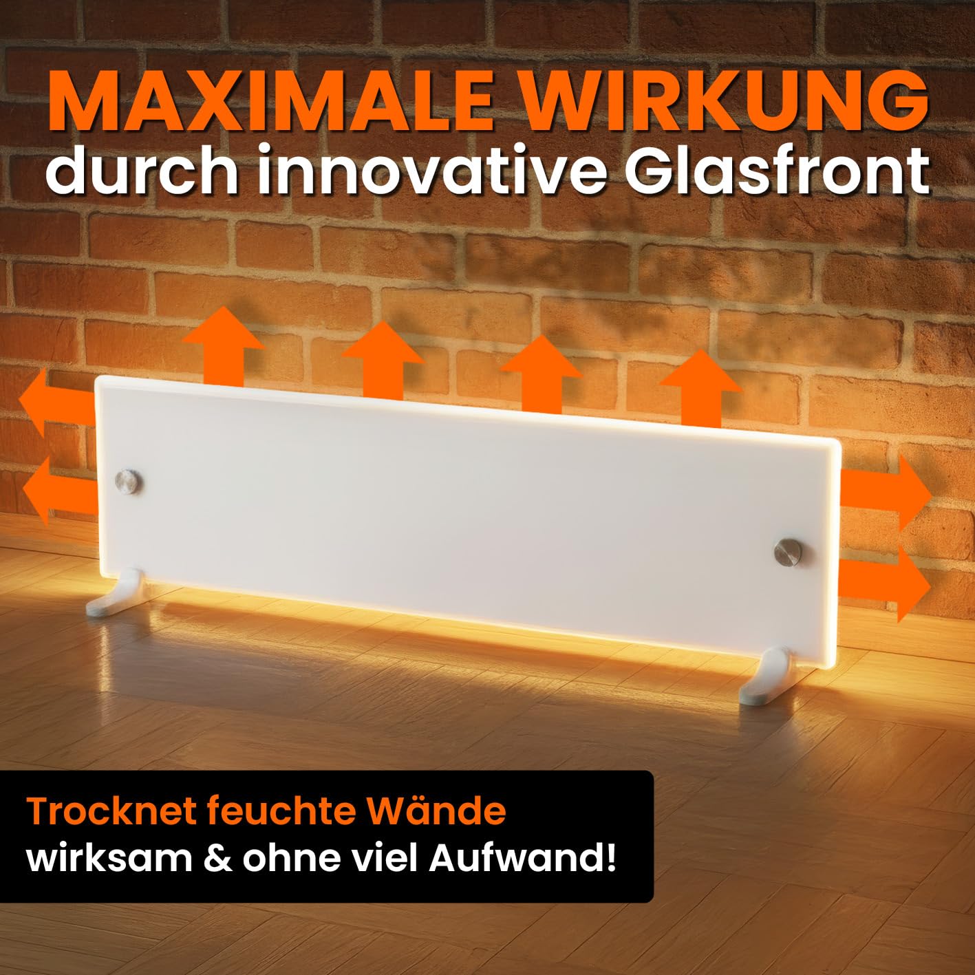 Tonis SCHIMMELSCHOCK 2x Glaspanel Anti-Schimmel-Heizung zur Schimmelbekämpfung plus Verbindungskabel | Wandheizung trocknet kalte, feuchte Wände & behebt die Ursache für Schimmel