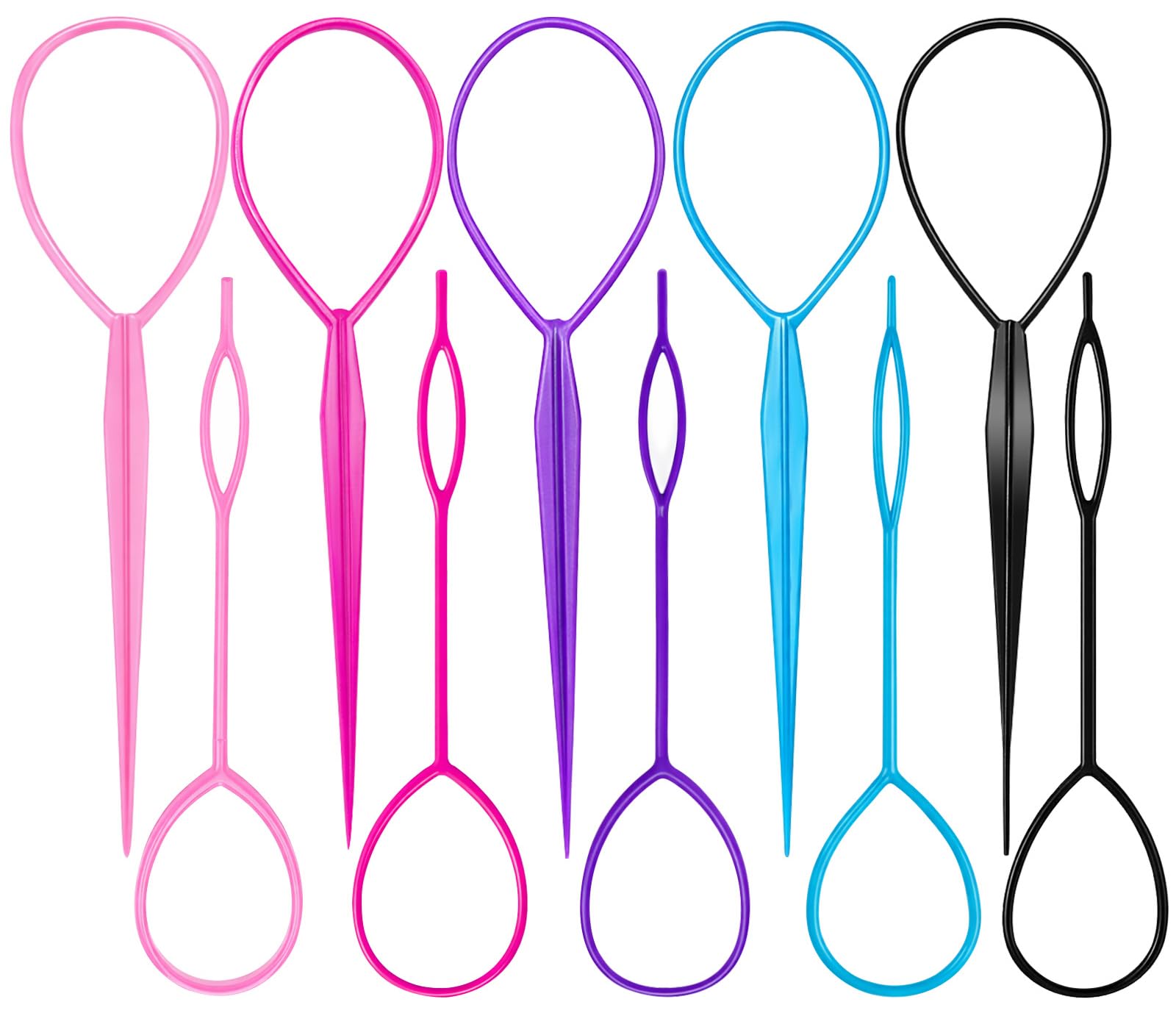 10 Pcs Topsy Tail Hair Tool, Ponytail Holders for Women Girls, Hair Braiding Tool and French Plait Hair Tool, 5 Colors