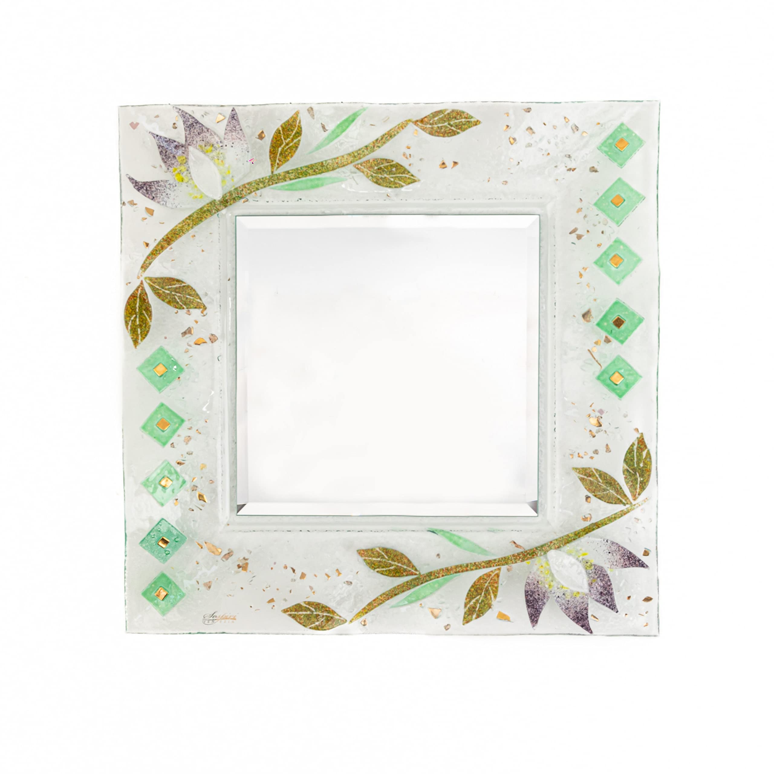 Sospiri Venezia Specchio Veneziano Realizzato a Mano con Supporto a Muro Specchiera cm 39x39 Vetro Murano Decoro casa Idea Regalo Oggetti Made Italy