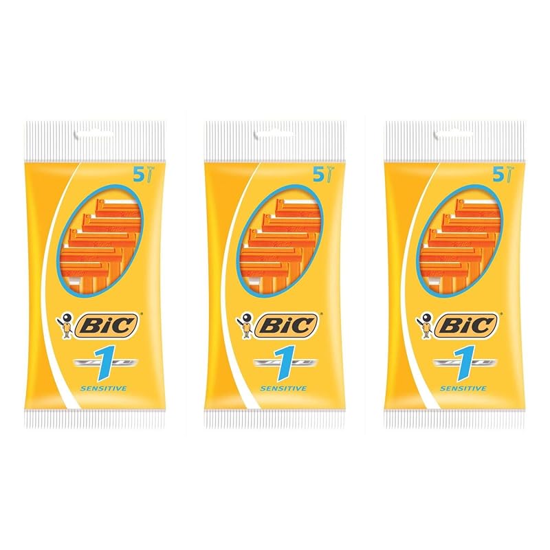 BIC N°1 Aparelho de Barbear Manual com 1 Lâmina, Pacote com 3 cartuchos de 5 unidades