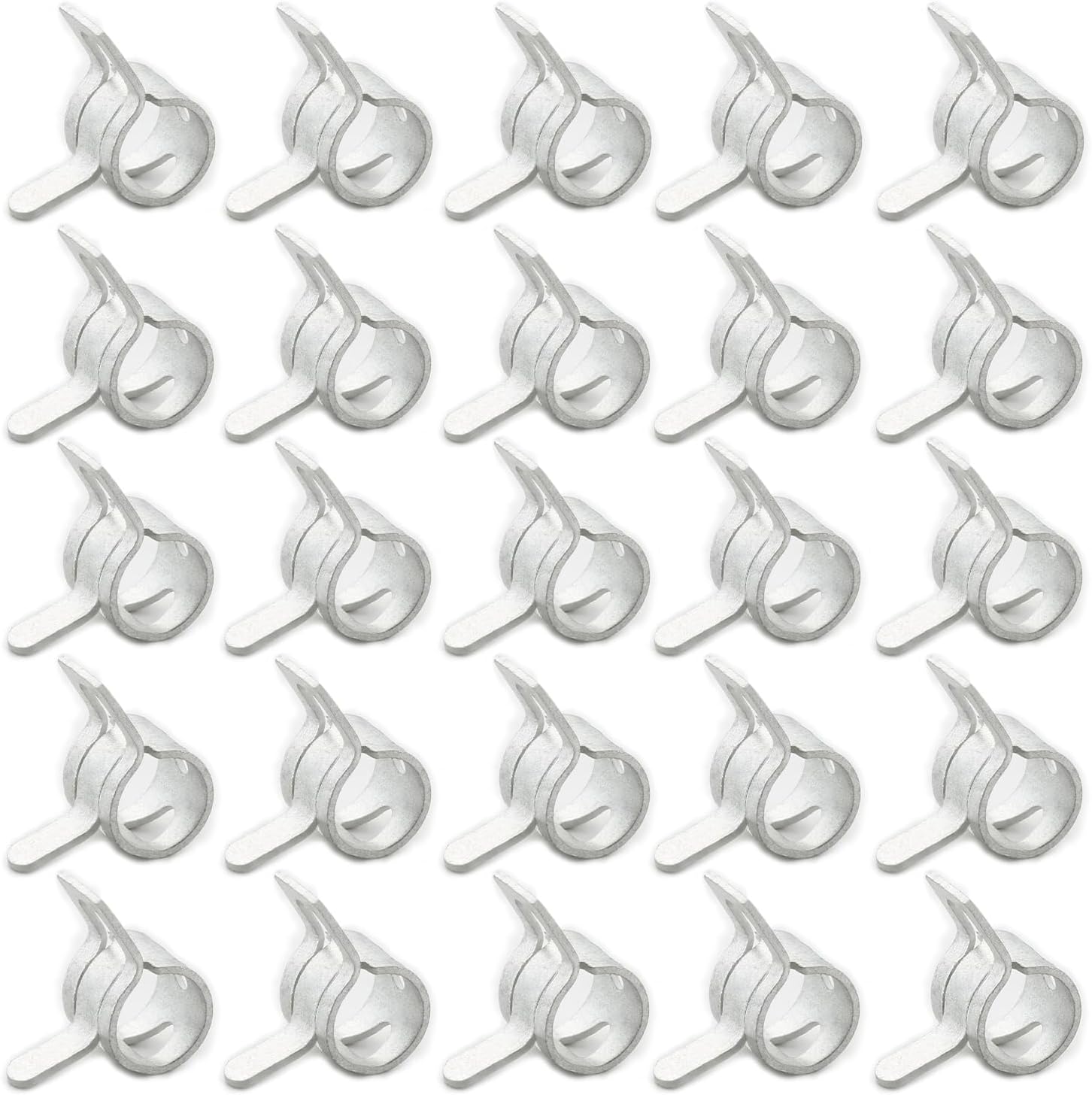 100pcs 0.71" ID Constant Tension Band Hose Clamps, 18mm Spring Band Type Action Hose Clamp Manganese Steel Fuel Line Clamp Low Pressure Air Clip Clamp for Fuel Hose Line Water Pipe Air Tube white