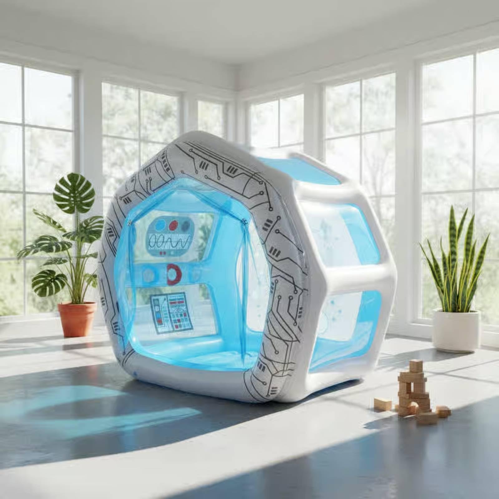 Aufblasbares Raumschiff-Spielhaus Geruchsneutral Raumschiff Spielzelt Wasserabweisend Kinderspielzeug für Kinder