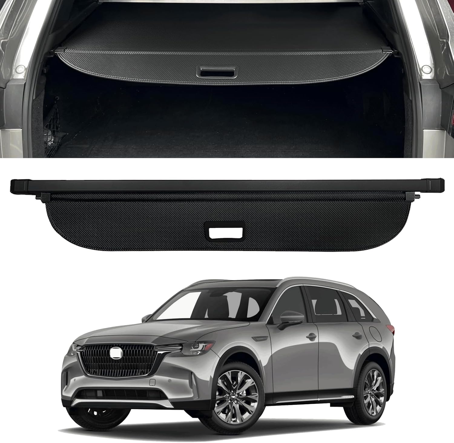 Retractable Trunk Cover Compatible with 2024 2025 2026 Mazda CX90 Cargo Cover Rear Trunk Security Cover CX-90 Accessories Privacy Screen Cover CX-90 2024 2025 2026