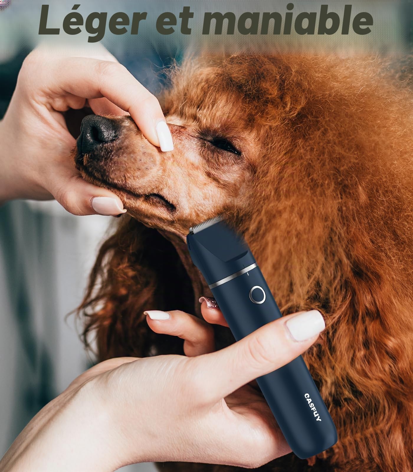 Casfuy Tondeuse à pattes de chien - Tondeuse silencieuse avec double paire de ciseaux - Rechargeable par USB - Pour l'épilation des pattes, des yeux, des oreilles, du visage et des fesses