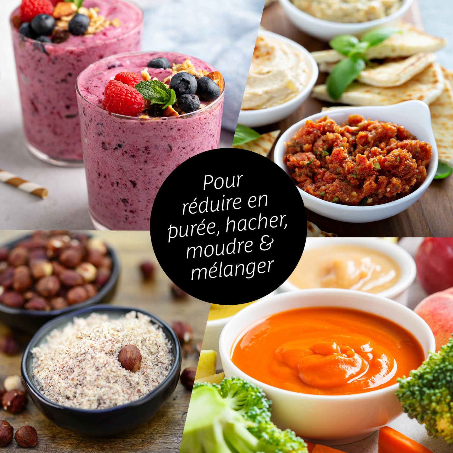 GOURMETmaxx Mr. Magic Mixer | Smoothie Maker avec paquet d'accessoires XXL | 18 pièces | Blender avec couvercles anti-fuite pour conserver la fraîcheur | Pour shakes, smoothies etc.