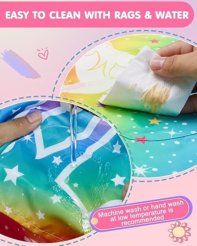 Miniatura 3 de Lictin Paquete de 2 delantales para niños y niñas para cocinar, delantal de arte impermeable con bolsillos para niños, pintar, cocinar, hornear