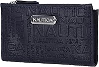 Vista 10 de Nautica High Tide - Billetera pequeña para mujer con bloqueo RFID, tarjetero delgado para tarjetas de crédito con bolsillo con cremallera