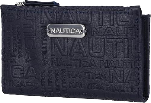Vista 10 de Nautica High Tide - Billetera pequeña para mujer con bloqueo RFID, tarjetero delgado para tarjetas de crédito con bolsillo con cremallera