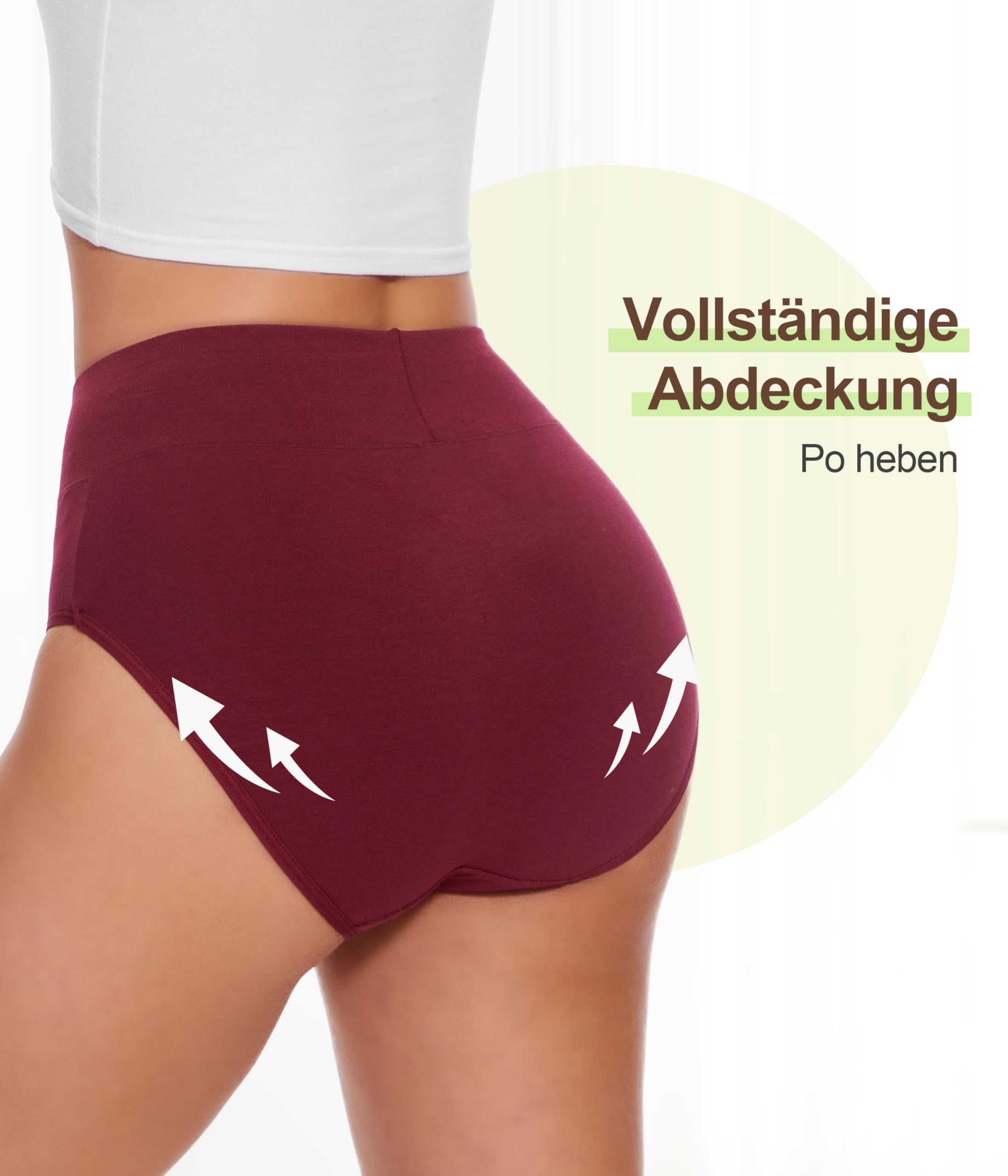 YESWEL Calzoncillos Mujer 5 Pack, Ropa Interior de Algodón Cintura Alta Hipster Bragas Elásticas Transpirables S-3XL