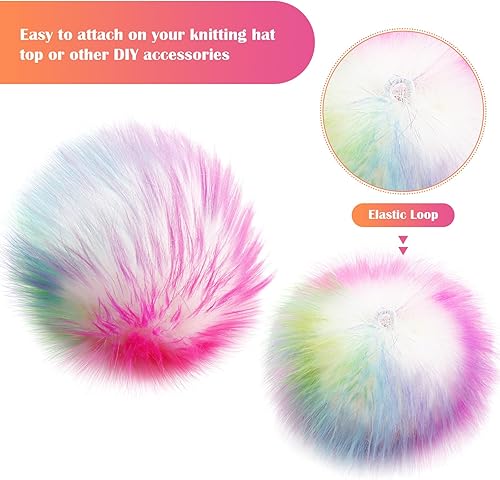 Miniatura 4 de 16 piezas de pompones de piel sintética para manualidades, para sombreros, zapatos, bufandas, pompones, llavero, accesorios para sombreros de tejer