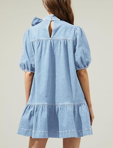 ワンピース herlipto Eze Puff-Sleeve Denim Dress M Her lip to on X: 