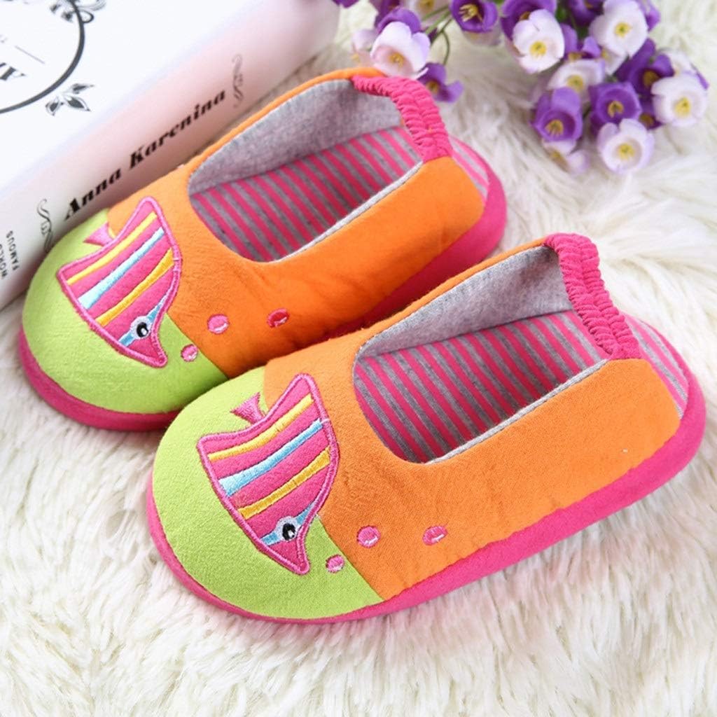 Toddler Infant Kids Baby Warm Shoes Boys Girls Cartoon Soft-soled Slippers Animation Slip-on Rubber Cotton Soft Slipper