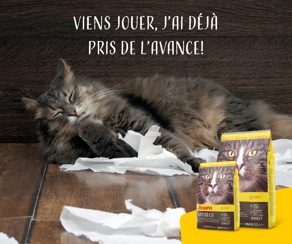 JOSERA Naturelle (1 x 10 kg) | Adulte | Croquettes Premium pour Chats Adultes stérilisés | Volaille & Truite | avec teneur modérée en matières Grasses | sans céréales | Nourriture pour Chats | 1 Sac