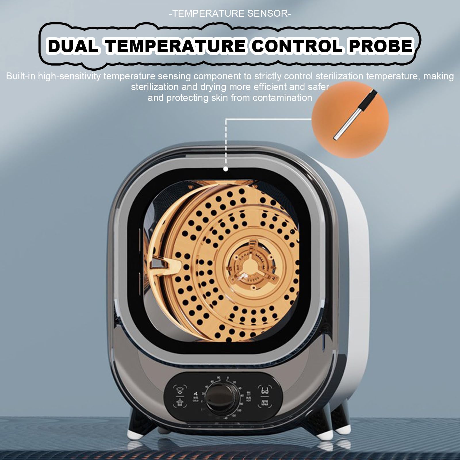 Secadora De Condensación Pequeña, Secadora Compacta Y Silenciosa, con Sonda Control De Temperatura Dual, Funcionamiento silencioso para el hogar y el Dormitorio ElectroplatedBlue