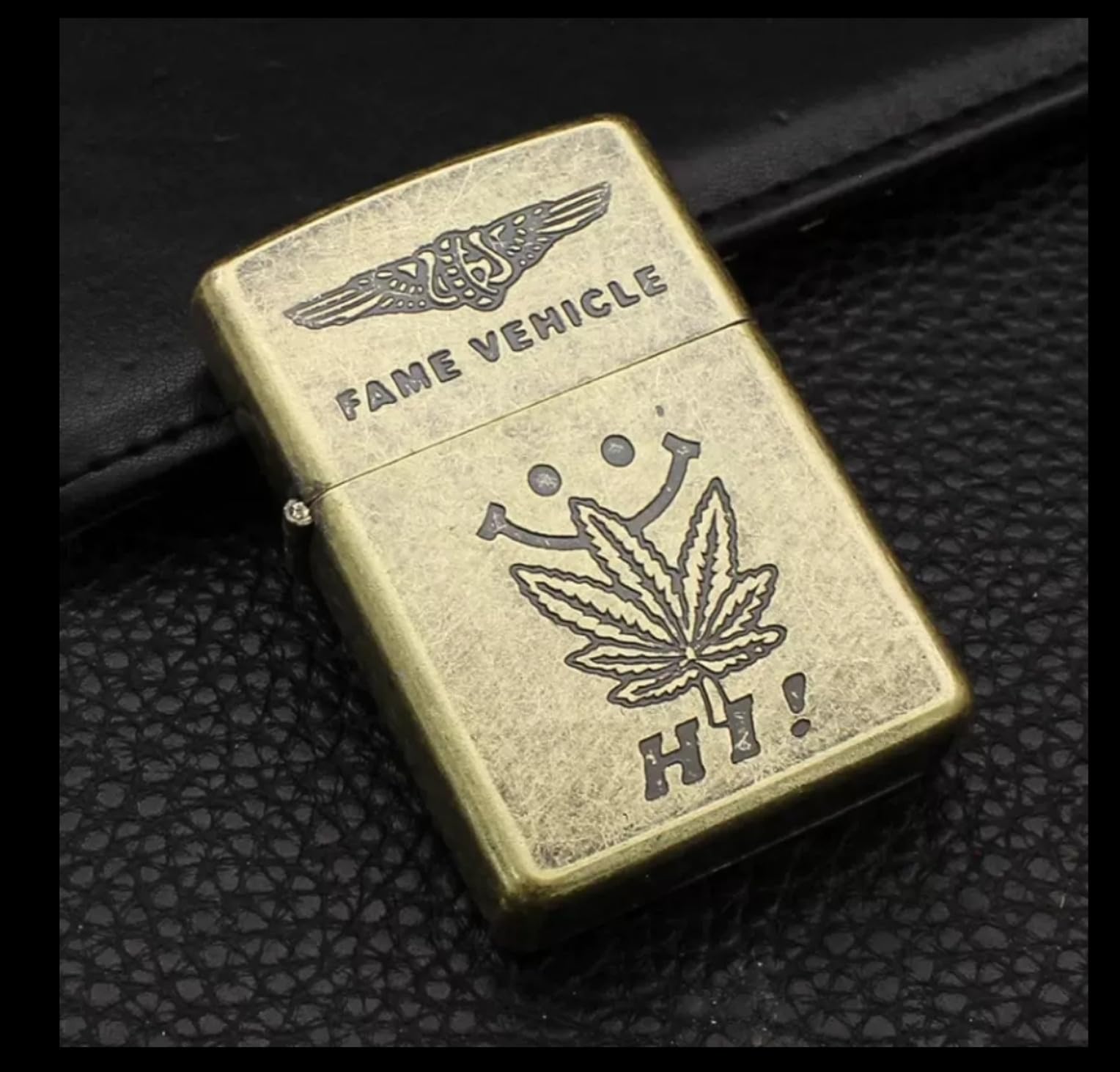 ignis&craft fame vehicle antique brass lighter – winged wheel & front line tank engraved refillable windproof trench lighter (fame - vehicle - leaf)