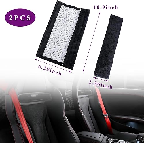 Miniatura 2 de Dickno 2 fundas para cinturón de seguridad de automóvil, suaves y cómodas, fundas seguras para correa de hombro, almohadilla de arnés que ayuda a