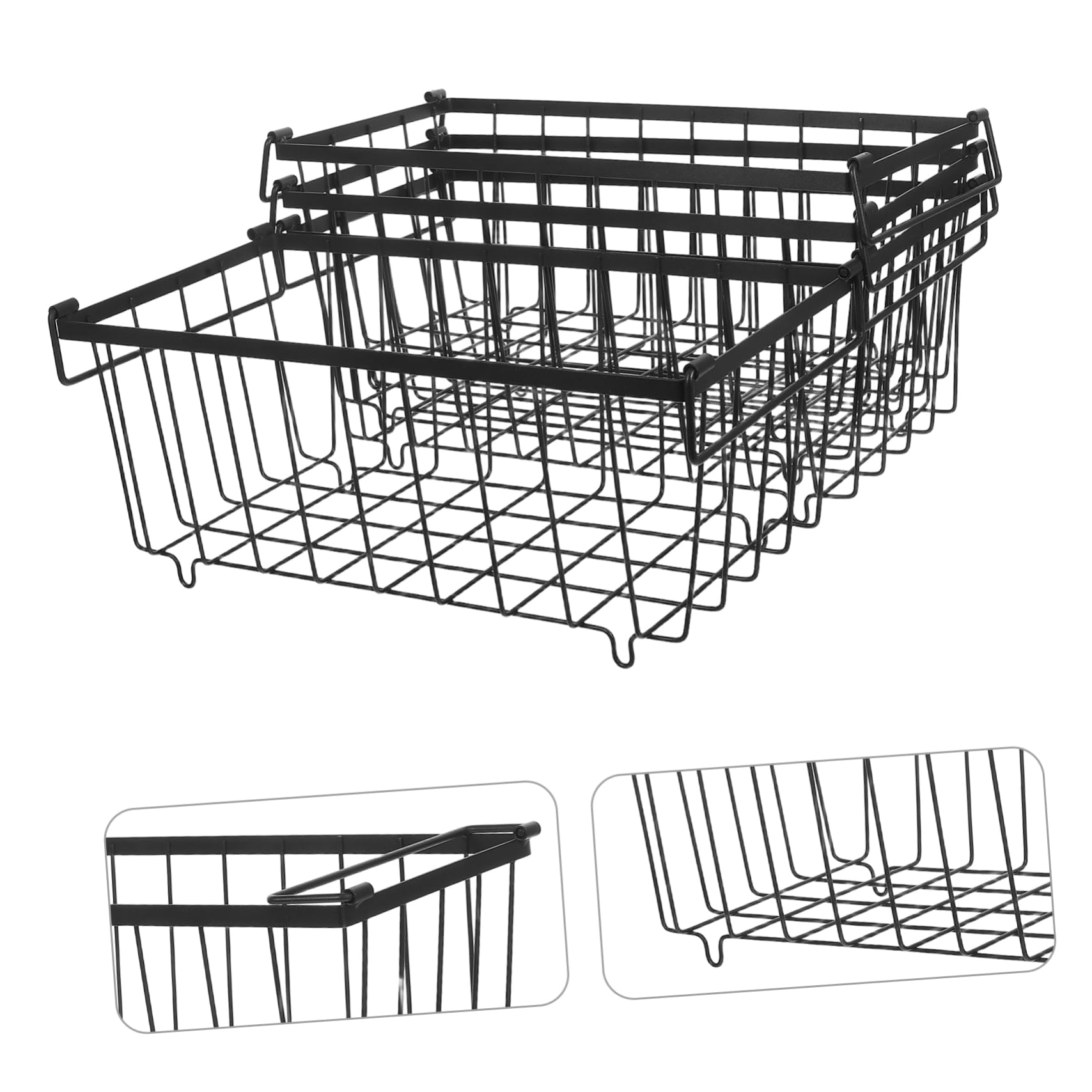 VILLCASE 4piezas Cestas De Almacenamiento Para Congelador y Refrigerador Organizadores De Alambre Con Asas Para Despensa De Cocina Cestas De Hierro Para Almacenamiento De Alimentos