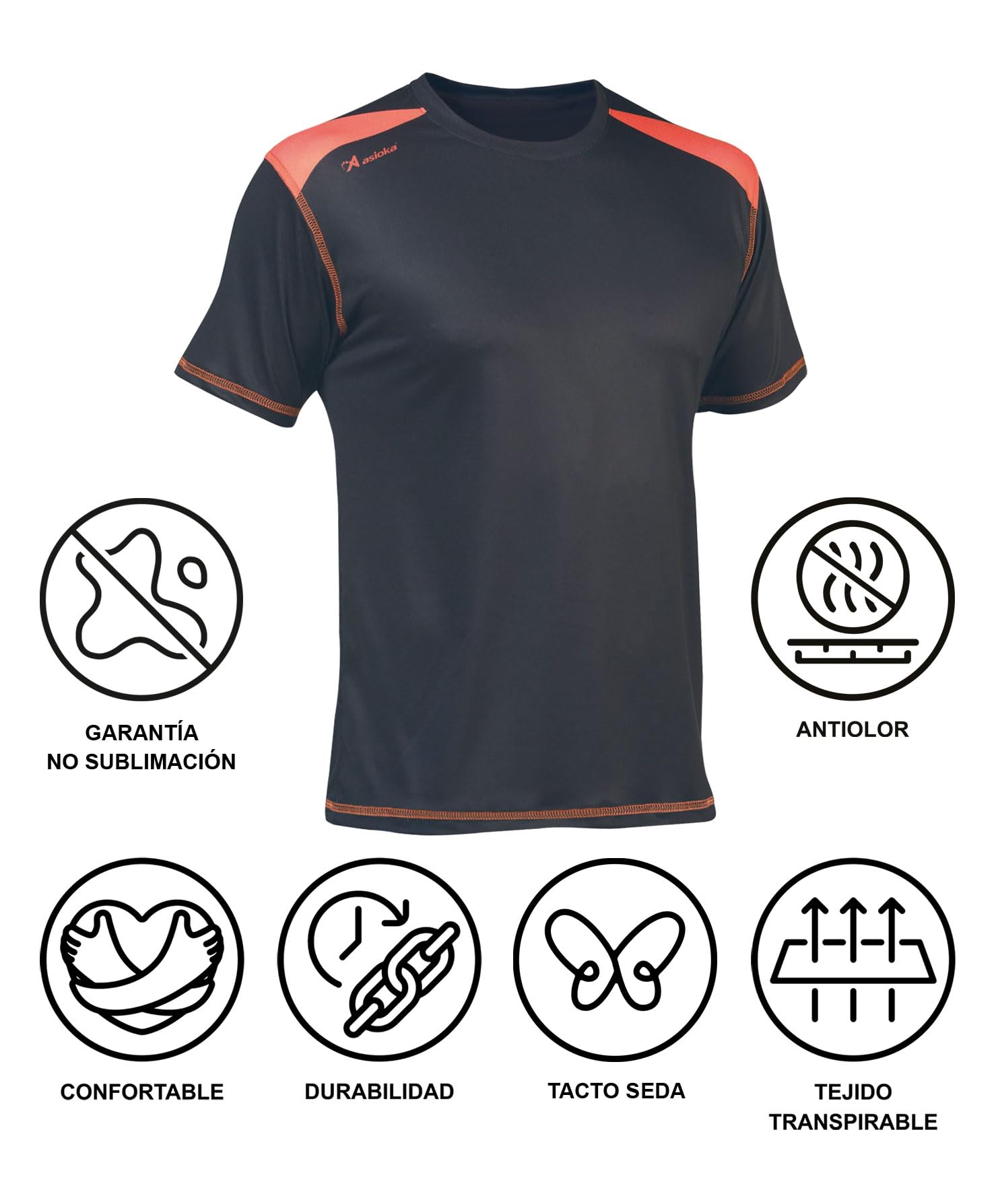ASIOKA 182/17 Camiseta técnica combinada Unisex para Adultos de m/Corta Unisex Adulto