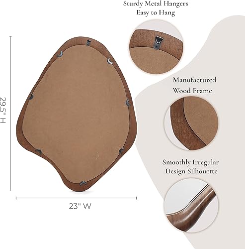 Miniatura 7 de LuxenHome - Espejo de pared asimétrico, 23 x 29 pulgadas, espejo clásico irregular, color marrón, espejos rústicos de granja para baño, espejos de