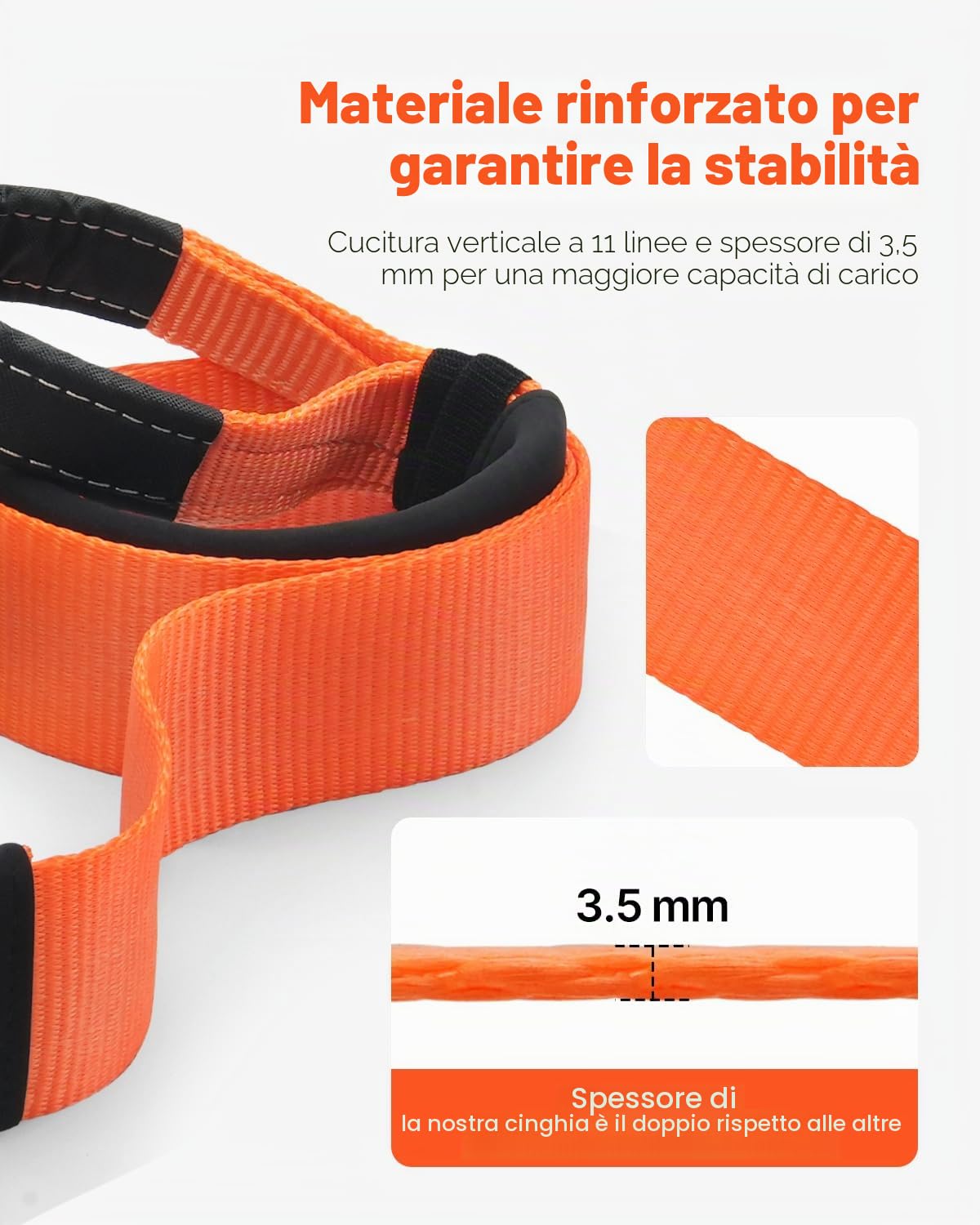 VEVOR Kit di Recupero con Cinghia di Traino per Impieghi Gravosi, Cinghia per Verricello Salva-Albero 76,2 mm x 6,1 m Resistenza alla Rottura di 16329 kg Triplo Anello Rinforzato, per Jeep, SUV, ATV